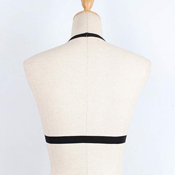 Black Strappy Hollow Cage Harness Choker Bralette - Picture 5 of 5